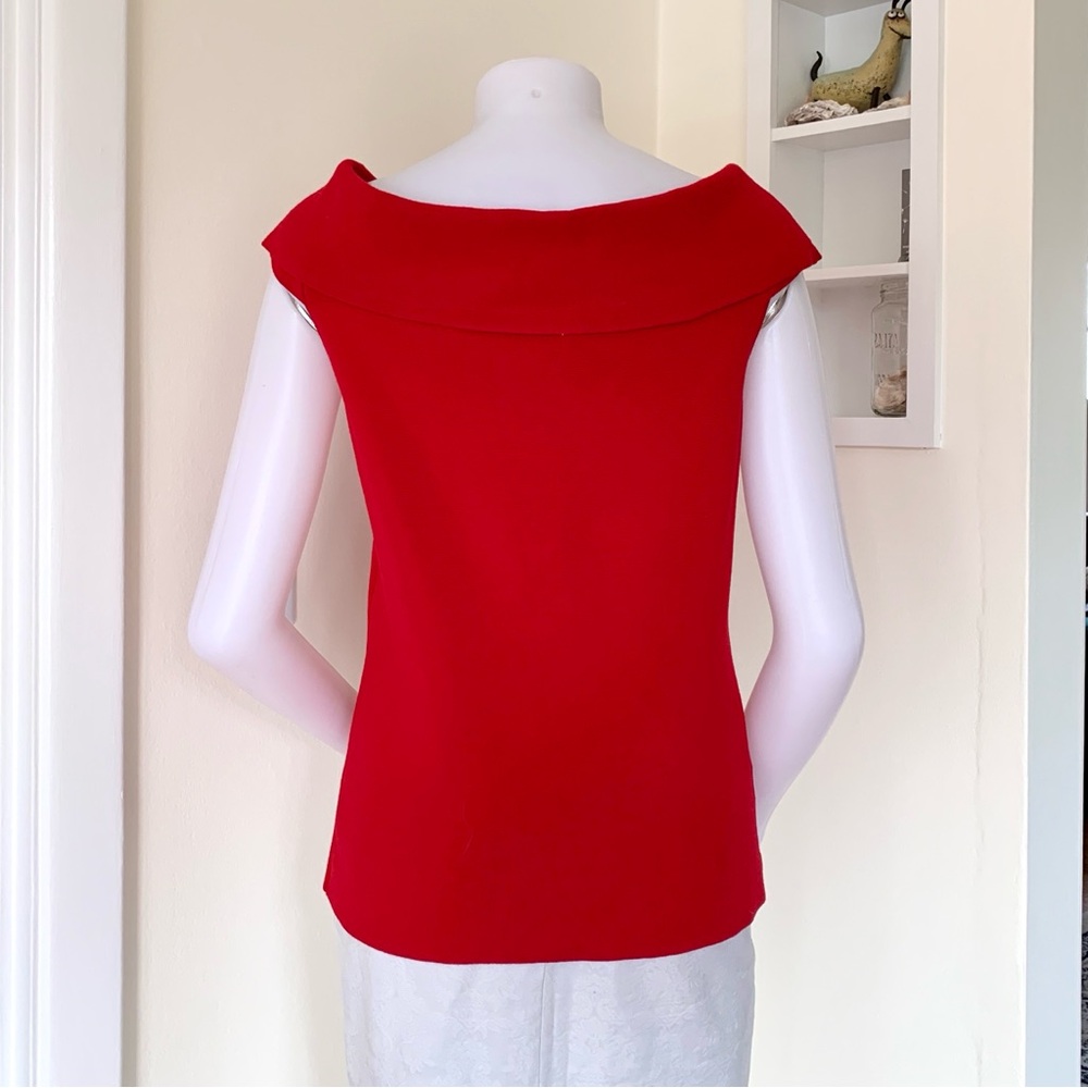 Ann Taylor red knit off the shoulder top - Picture 8 of 16